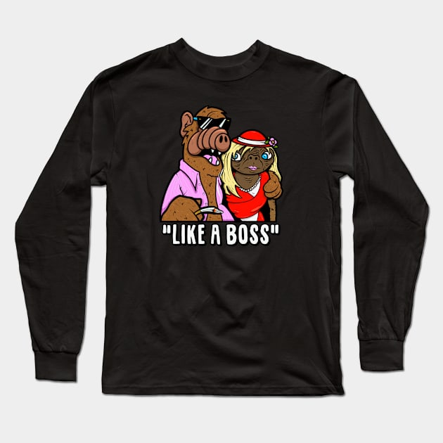 Like a Boss 80’s Aliens Long Sleeve T-Shirt by DiLoDraws